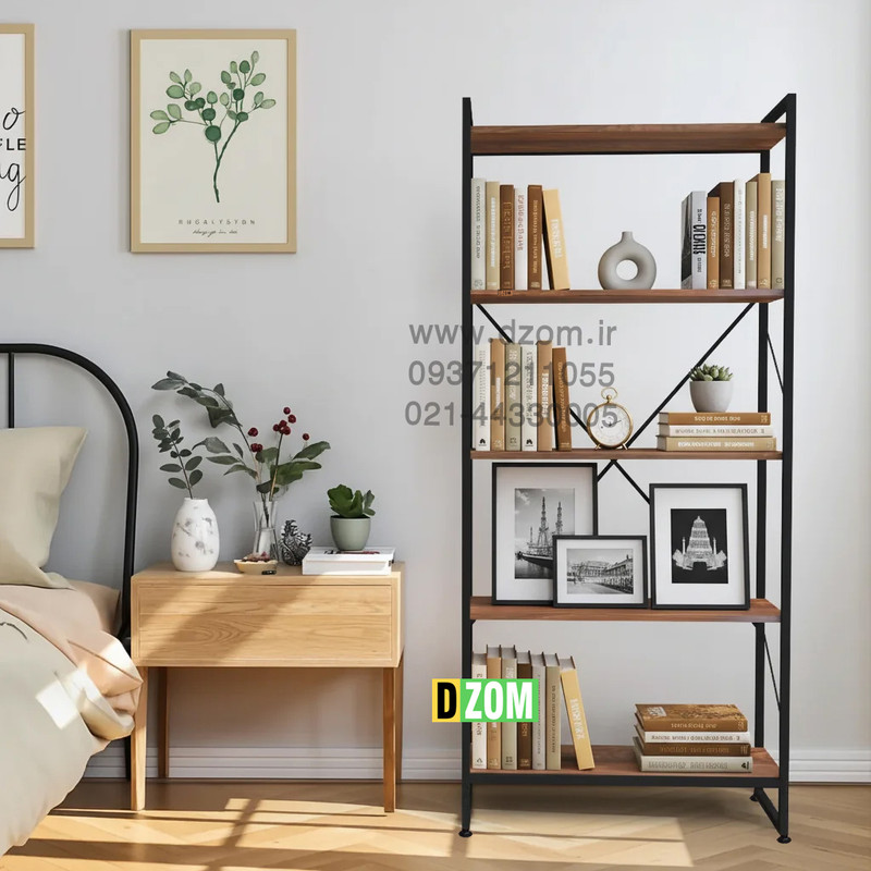 کتابخانه پنج طبقه دیزم مدل مونتاژی LIB_80×180_BRN