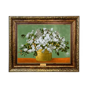 تابلو فرش ماشینی نقش نگار رضوی طرح گل کد 2417H