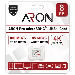 کارت حافظه microSDHC آرون مدل Pro کلاس 10 استاندارد UHS-I سرعت 100MBps ظرفیت 8 گیگابایت