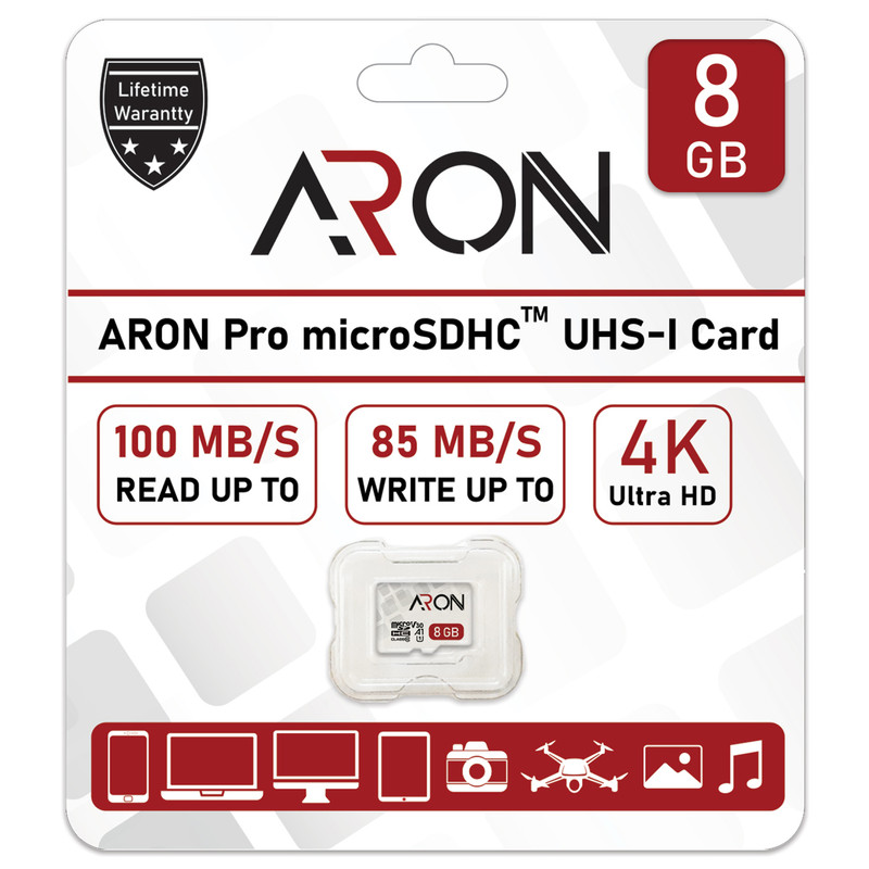 کارت حافظه microSDHC آرون مدل Pro کلاس 10 استاندارد UHS-I سرعت 100MBps ظرفیت 8 گیگابایت