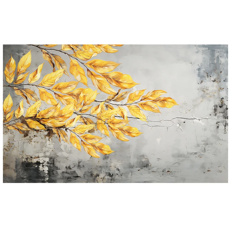 فرش پارچه‌ای مدل فرشینه طرح برگ مدل طلایی کد AR3059753