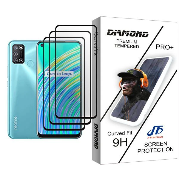 محافظ صفحه نمایش جی اف مدل Diamond Glass MIX003 مناسب برای گوشی موبایل ریلمی C17 بسته سه عددی