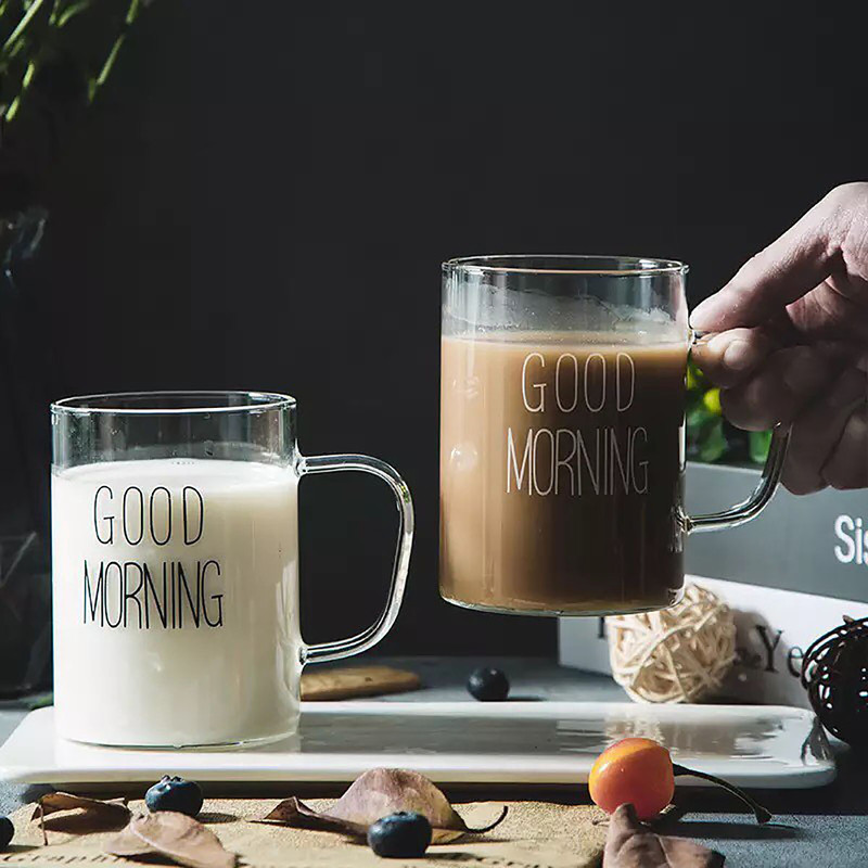 ماگ مدل شیشه ای طرح good morning ماگ مدل شیشه ای طرح good morning