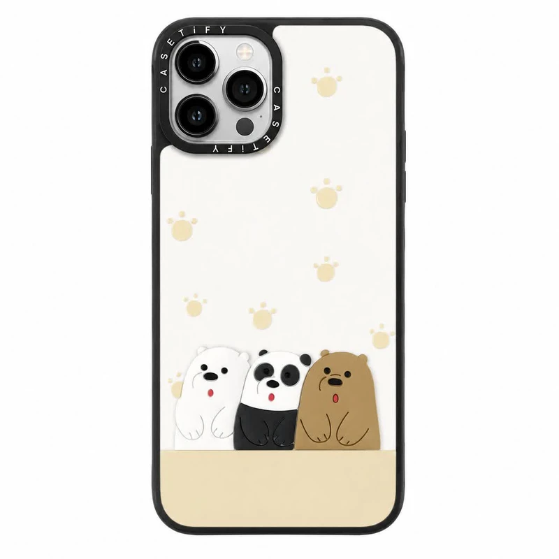 کاور مدل برجسته طرح سه پاندا کیوت مودب مناسب برای گوشی موبایل اپل iPhone 13 Pro Max