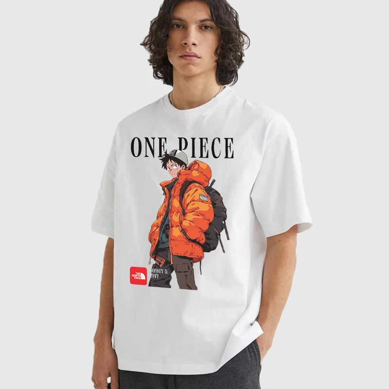 تی شرت آستین کوتاه مردانه مدل اسپرت انیمه ای وان پیس طرح لوفی anm557