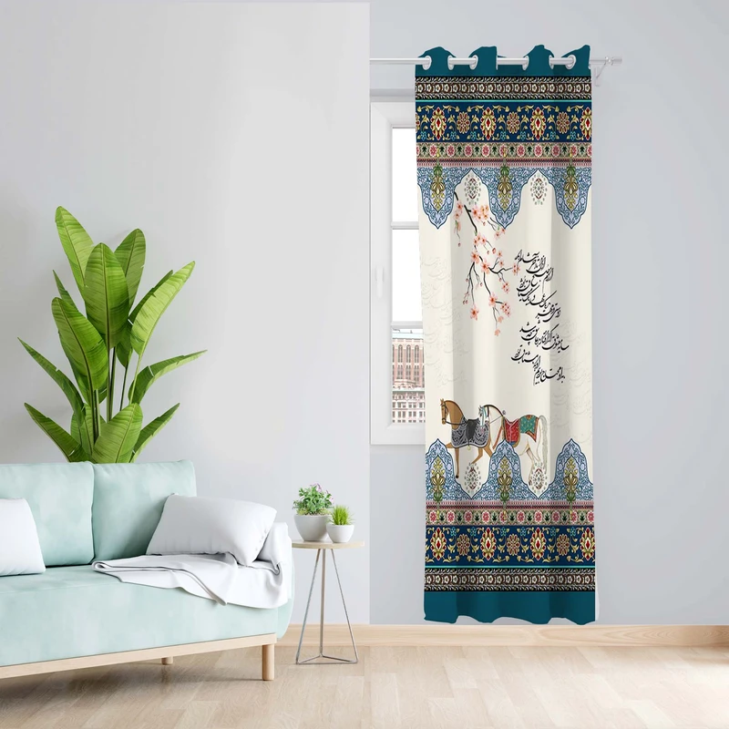 پرده طرح شعر مدل مخمل پانچی کد 5361R z سایز 140x200 سانتی متر