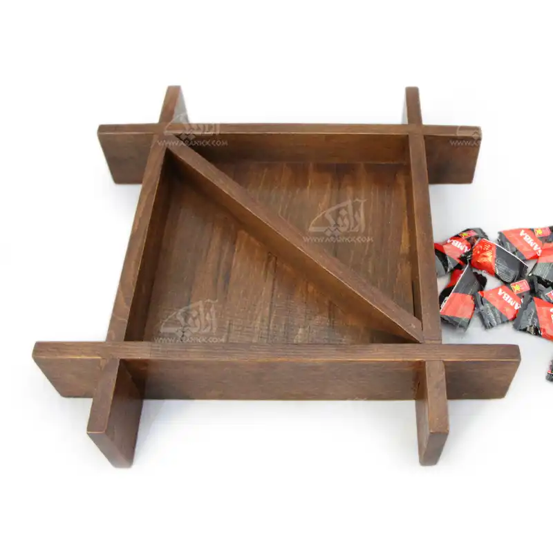 شکلات خوری چوبی‏‏ ساده‏ ‏‏رنگ ‏قهوه ای‏ طرح ‏دو تکه‏ مدل 1001500009