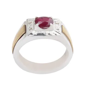 انگشتر نقره مردانه بازرگانی میلادی مدل سنگ یاقوت رکاب دست ساز کد AM_2512