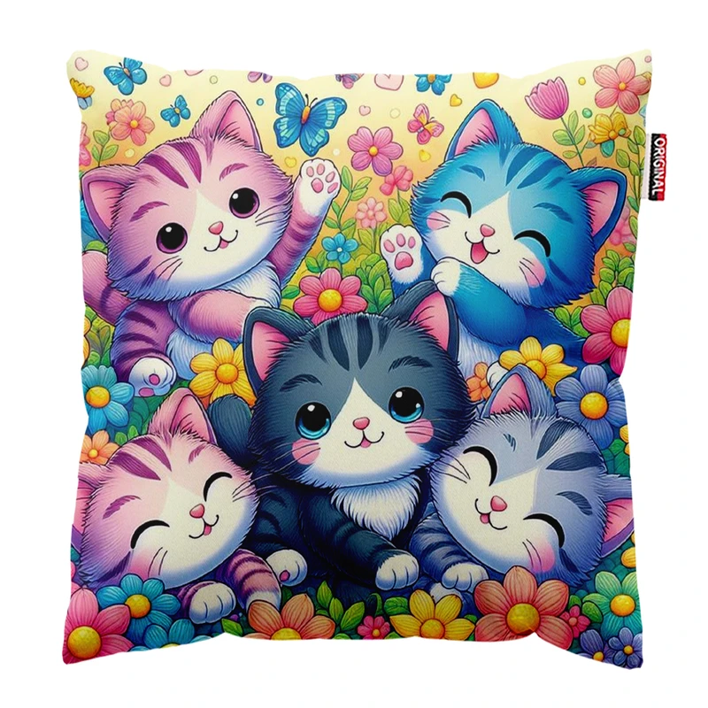 کوسن پاد آفرین مدل گربه کارتونی کیوت بامزه فانتزی کد PK402018 سایز 40*40 سانتی متر