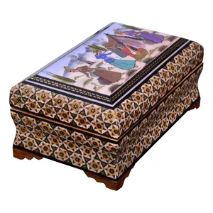 جعبه جواهرات خاتم کاری مدل بغل کاس طرح شادی کد BK-16