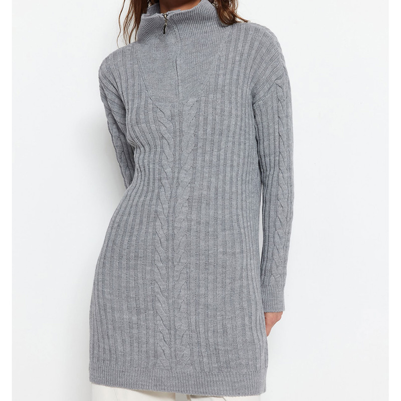 پلیور یقه ایستاده زنانه مدل 648391291 طرح ترندیول