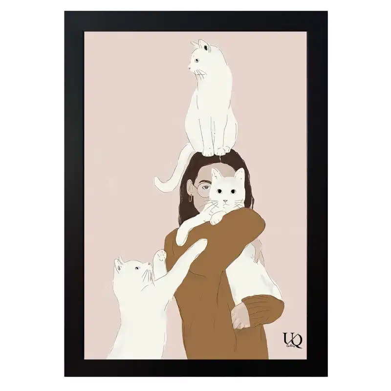 تابلو مدل دختر و گربه