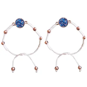 دستبند زنانه مدل دستبافت نشان دایره بسته دو عددی