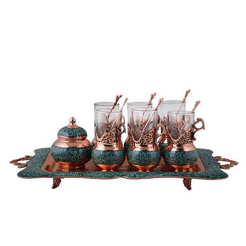 سرویس چای خوری 8 پارچه فیروزه کوبی آقاجانی کد F018