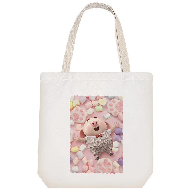 ساک خرید پارچه خندالو طرح بچه خوک کد 290