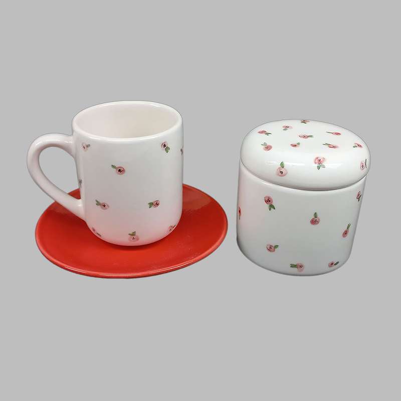 ست 3 تکه چای خوری سرامیکی طرح بهار کد 1