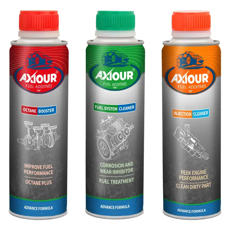 مکمل سوخت و اکتان بوستر آکسیور مدل M حجم 300 میلی لیتر به همراه تمیز کننده سیستم سوخت و انژکتور شوی آکسیور مدل M