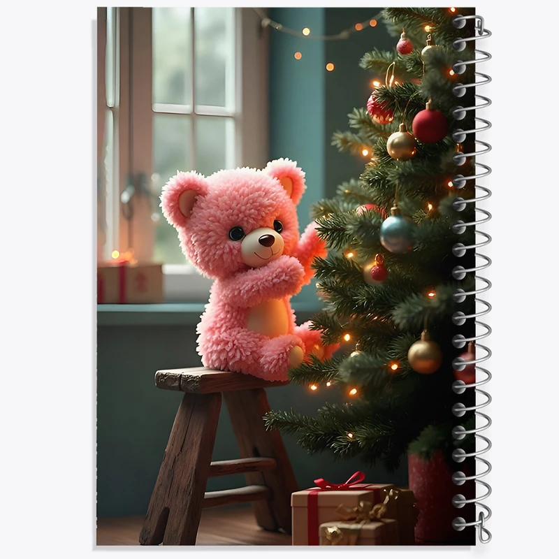 دفتر شطرنجی 50 برگ خندالو طرح خرس و درخت کریسمس کد F7127