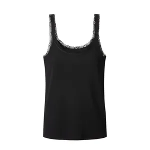 تاپ راحتی زنانه اسمارا مدل بند گیپور کبریتی 27805413