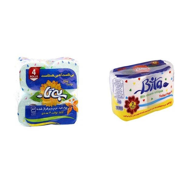 دستمال کاغذی حوله ای و دستمال توالت بی تا مدل T4 H2 مجموعه 2 عددی