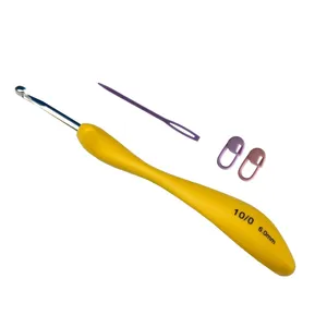 قلاب بافتنی مدل ZHL-D10.0-6.0MM به همراه سنجاق نشانه گذار بافتنی و سوزن دوخت کاموا مجموعه 4 عددی