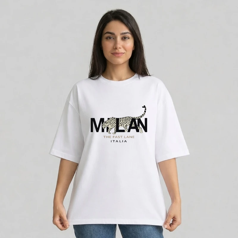 تی شرت آستین سه ربع زنانه مدل باکسی طرح لوگو کد b2