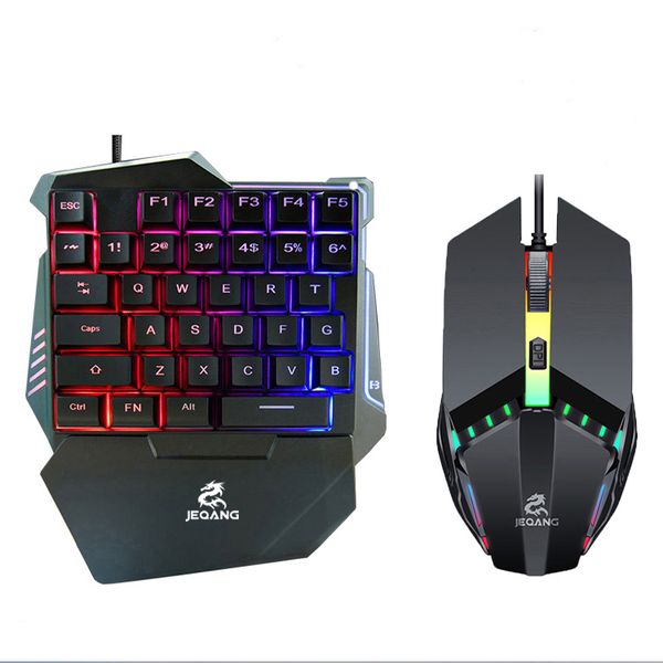 کیبورد و موس مخصوص بازی جکنگ مدل JK-913، سوییچ ممبران، Full-Size، نورپردازی LED RGB