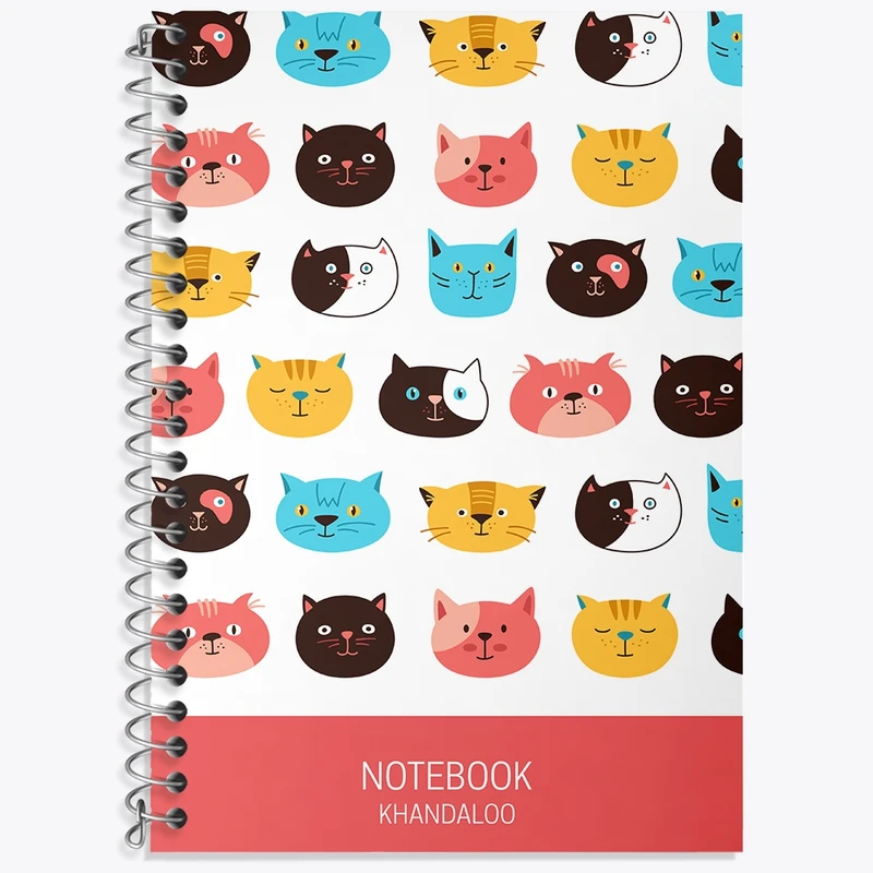 دفتر زبان 50 برگ خندالو مدل دو خط طرح گربه (Cat) کد N635