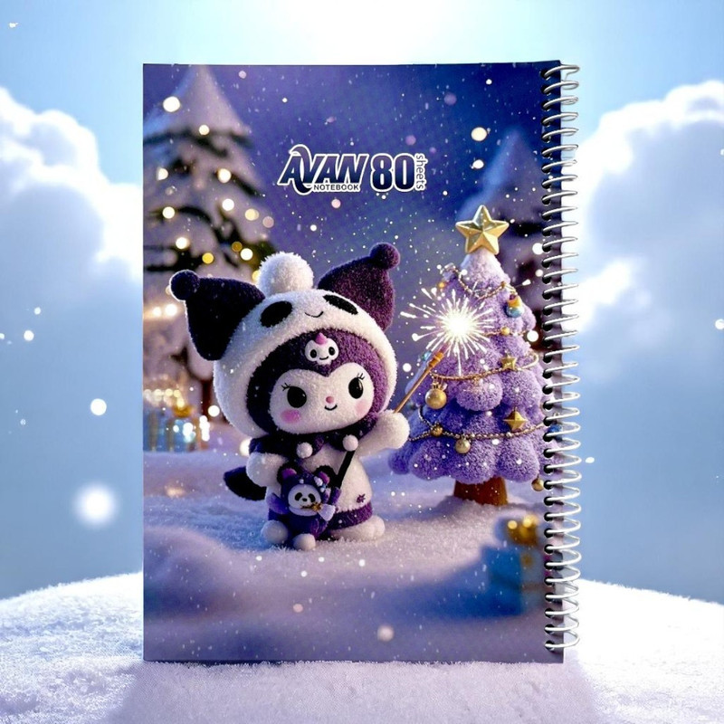 دفتر مشق 80 برگ آوان مدل حاشیه دار طرح کرومی زمستان کد LF1