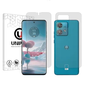 Unipro Explosion Proof model transparent screen protector suitable for Motorola Edge 40 Neo mobile phone along with the back of the phone
