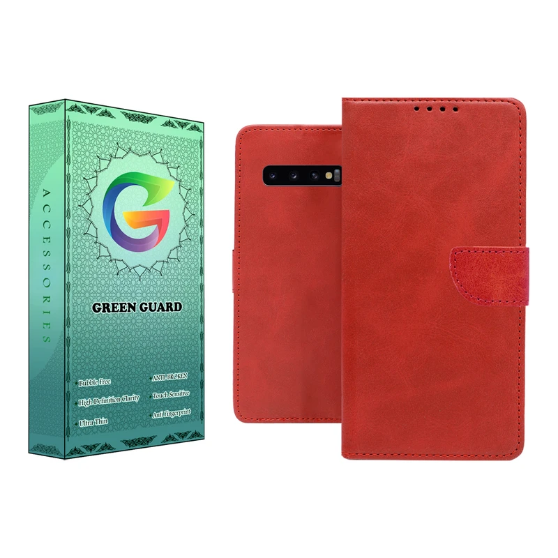 کیف کلاسوری گرین گارد مدل چرمی مگنتی کد RED-R10 مناسب برای گوشی موبایل سامسونگ Galaxy S10 Plus