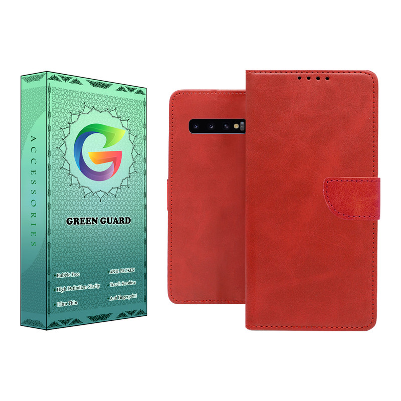 کیف کلاسوری گرین گارد مدل چرمی مگنتی کد RED-R10 مناسب برای گوشی موبایل سامسونگ Galaxy S10 Plus