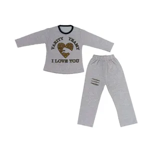 ست تی شرت و شلوار دخترانه مدل نگین دار 