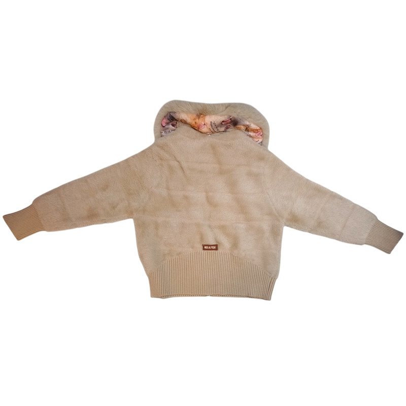 ژاکت زنانه مدل یقه خزدار تمام کش