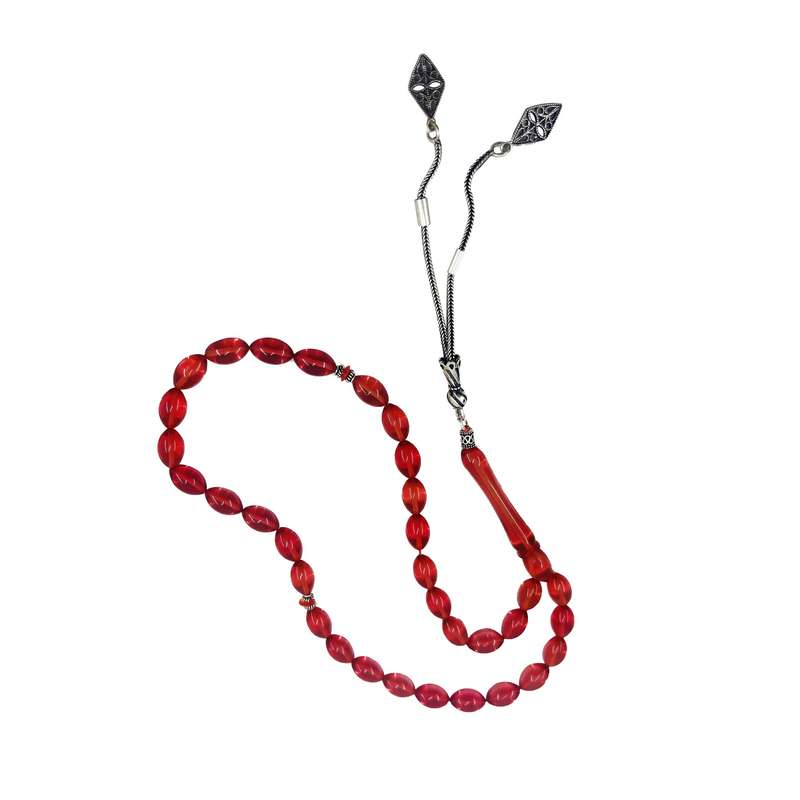 تسبیح نقره گالری ظهیرالدینی مدل کهربا ROS-60 