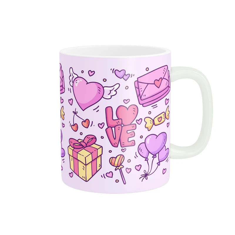 ماگ پادآفرین مدل عشق طرح قلب LOVE گل کد PM1657