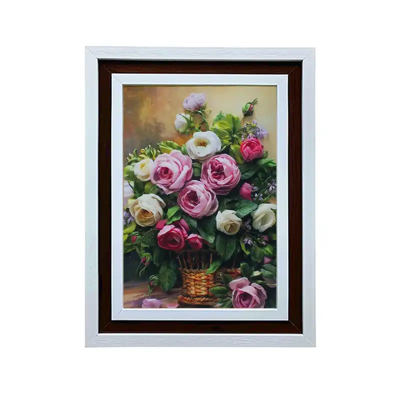 تابلو فرش ماشینی مدل گلدان گل 8728