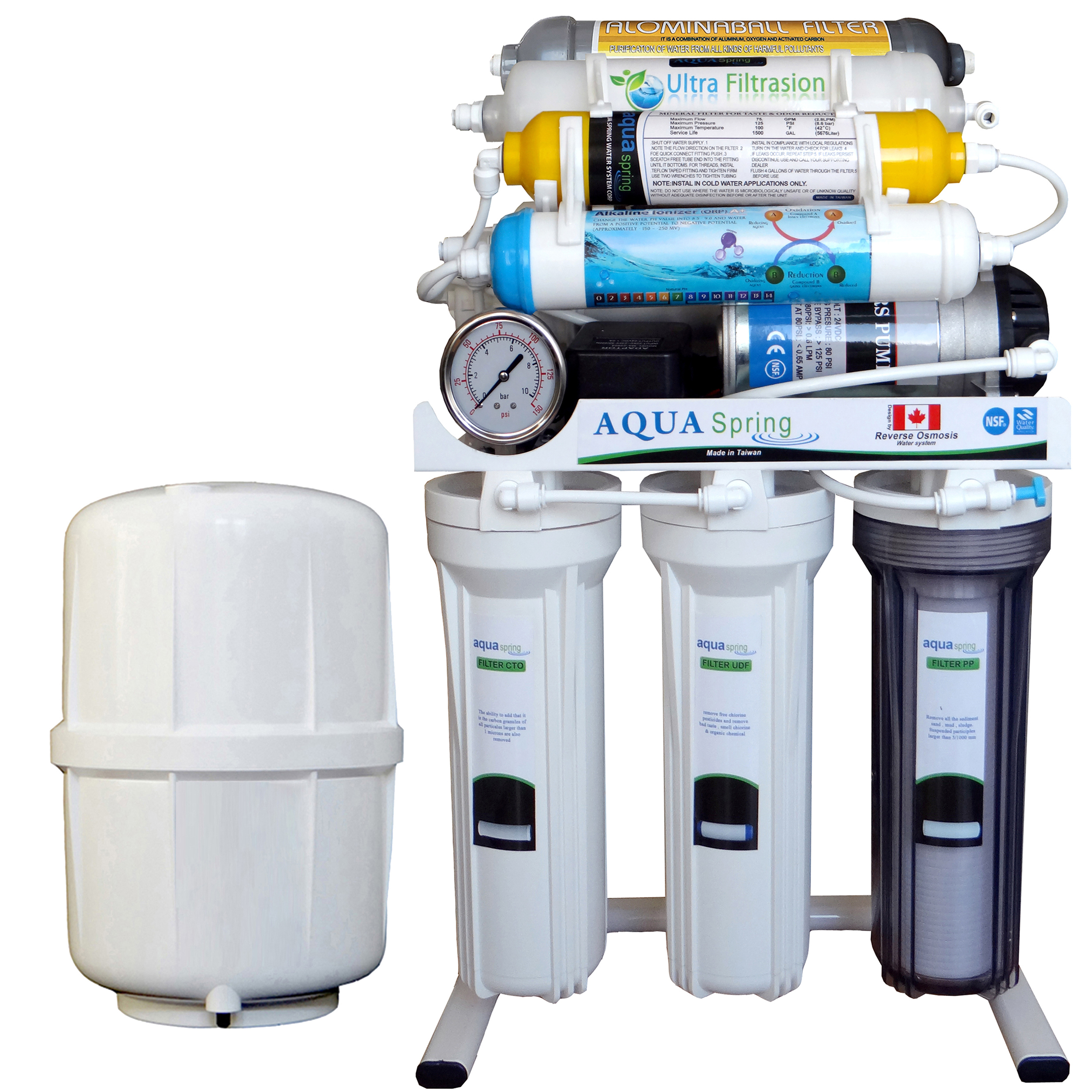 دستگاه تصفیه کننده آب آکوآ اسپرینگ مدل RO-NF7300 به همراه فیلتر تصفیه آب بسته 4 عددی