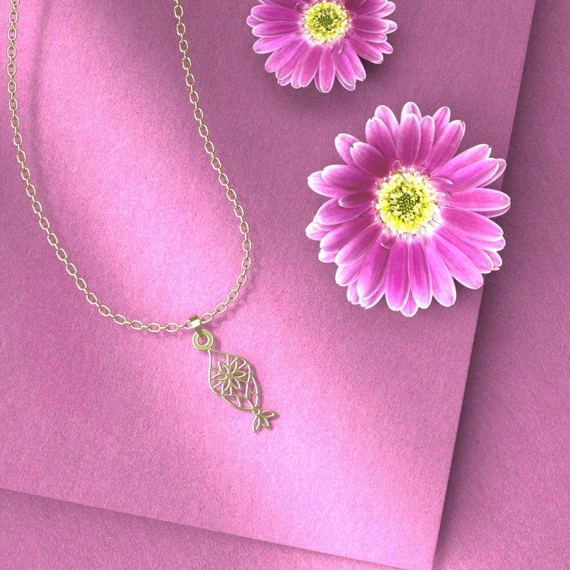 گردنبند طلا 18 عیار زنانه مدوپد مدل هندسی کد V2-1-1015