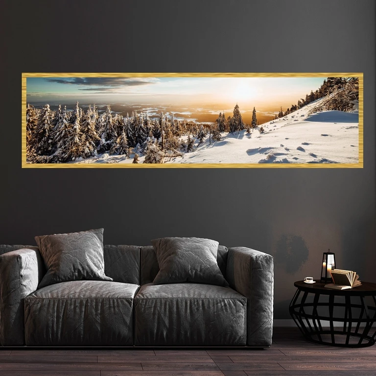 تابلو بکلیت طرح منظره کوهستان زمستانی مدل کشیده T-7781