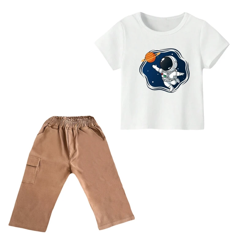 ست تی شرت و شلوارک پسرانه مدل فضانورد کد ۱۶
