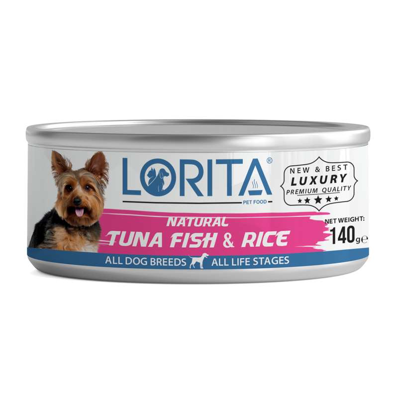  کنسرو غذای سگ لوریتا مدل NATURAL TUNA & RICE وزن 140 گرم 