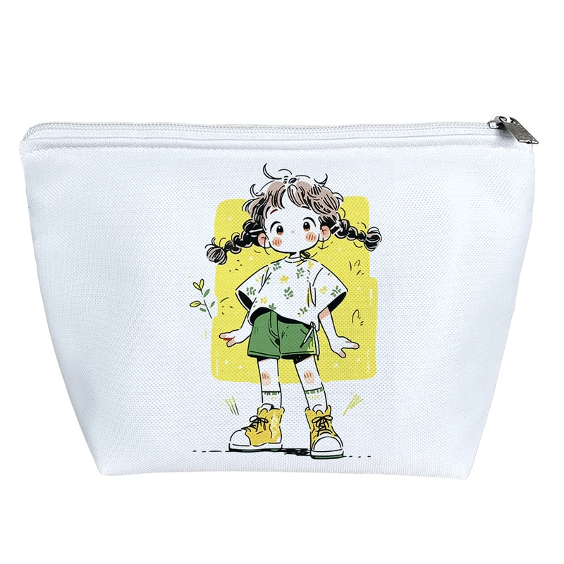 کیف لوازم آرایش دخترانه خندالو مدل دختر بچه مو بافتنی کد 8272