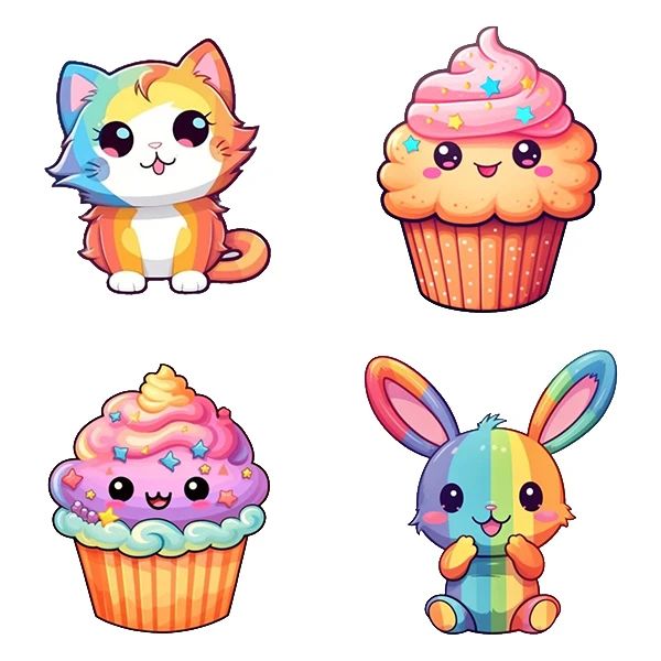 استیکر پارچه و لباس پاد آفرین طرح کارتونی گربه بامزه بستنی کد 5416