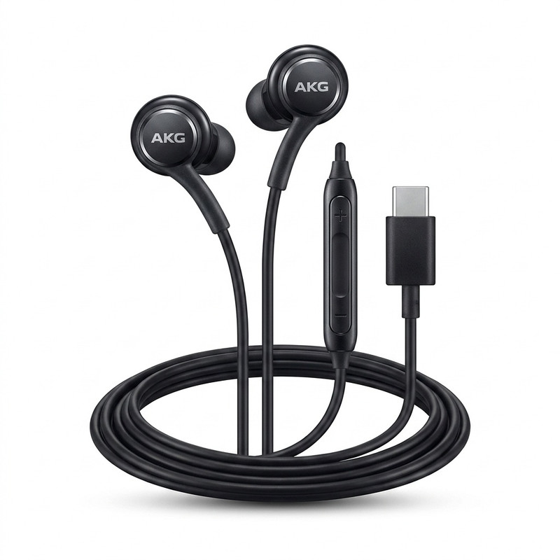 هندزفری سامسونگ مدل AKG-EO-IC100، رابط USB Type-C، پاسخ فرکانسی 20 هرتز تا 20 کیلوهرتز، سری هندزفری در 3 اندازه و پیکاپ 40 میلی‌متری