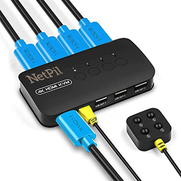 سوییچ  چهار پورت HDMI KVM  نت پیل  مدل HK401 3