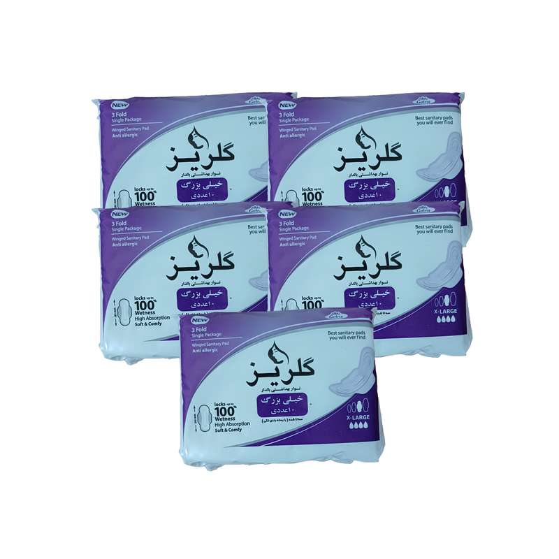 نوار بهداشتی گلریز مدل C10 سایز خیلی بزرگ مجموعه 5 عددی نوار بهداشتی گلریز مدل C10 سایز خیلی بزرگ مجموعه 5 عددی