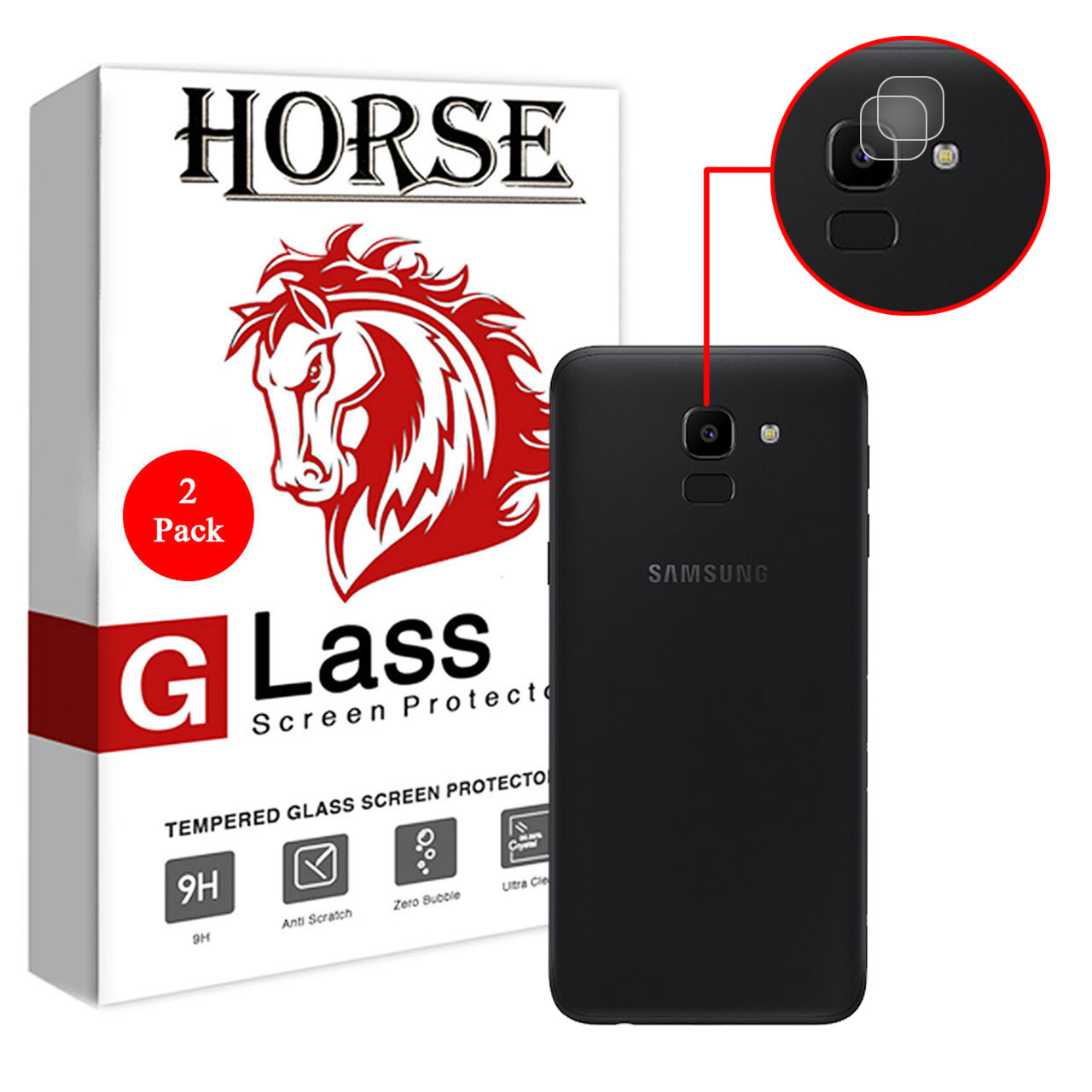 محافظ لنز دوربین هورس مدل UTF مناسب برای گوشی موبایل سامسونگ Galaxy J6 بسته دو عددی