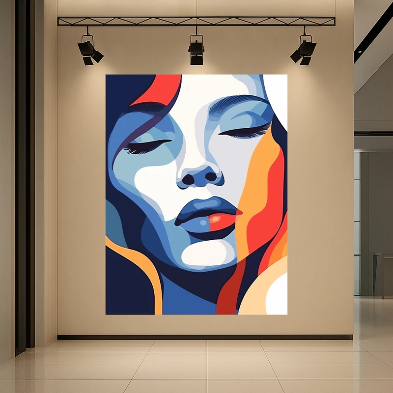 تابلو بوم طرح مخمل انتزاعی مدل آرت چهره کد AR3058648