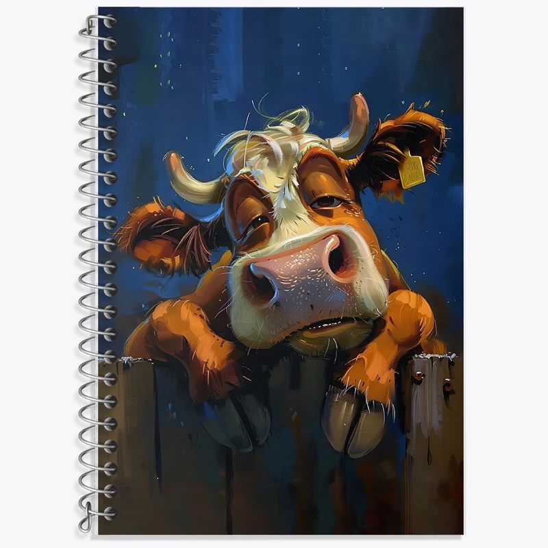 دفتر زبان 50 برگ خندالو مدل سه خط طرح گاو خسته کد F6959